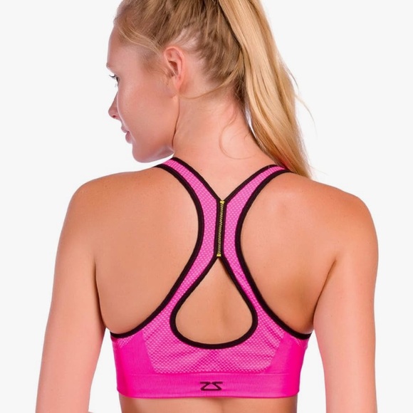 The Zensah Gazelle Sports Bra Hot Pink & Black Large - Picture 2 of 3